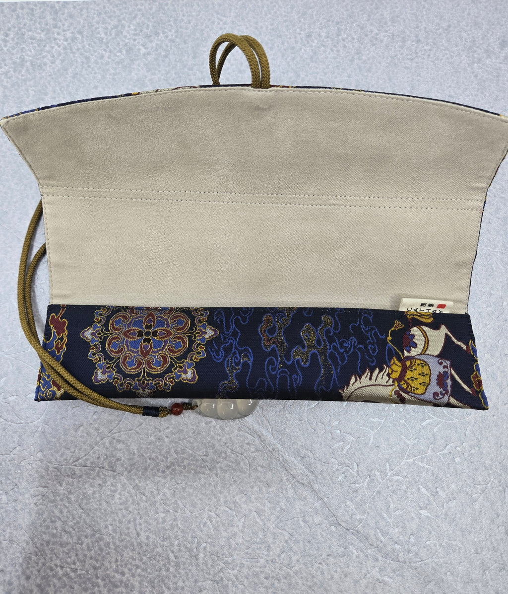 Exclusive Hand-Made Silk Pouch Namiki Emperor Size - in Luck on Horseback 馬上有福