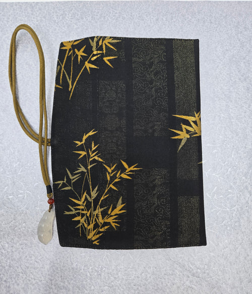 Exclusive Hand-Made Silk Pouch Namiki Emperor Size - in Golden Bamboo Song Brocade 金竹宋錦