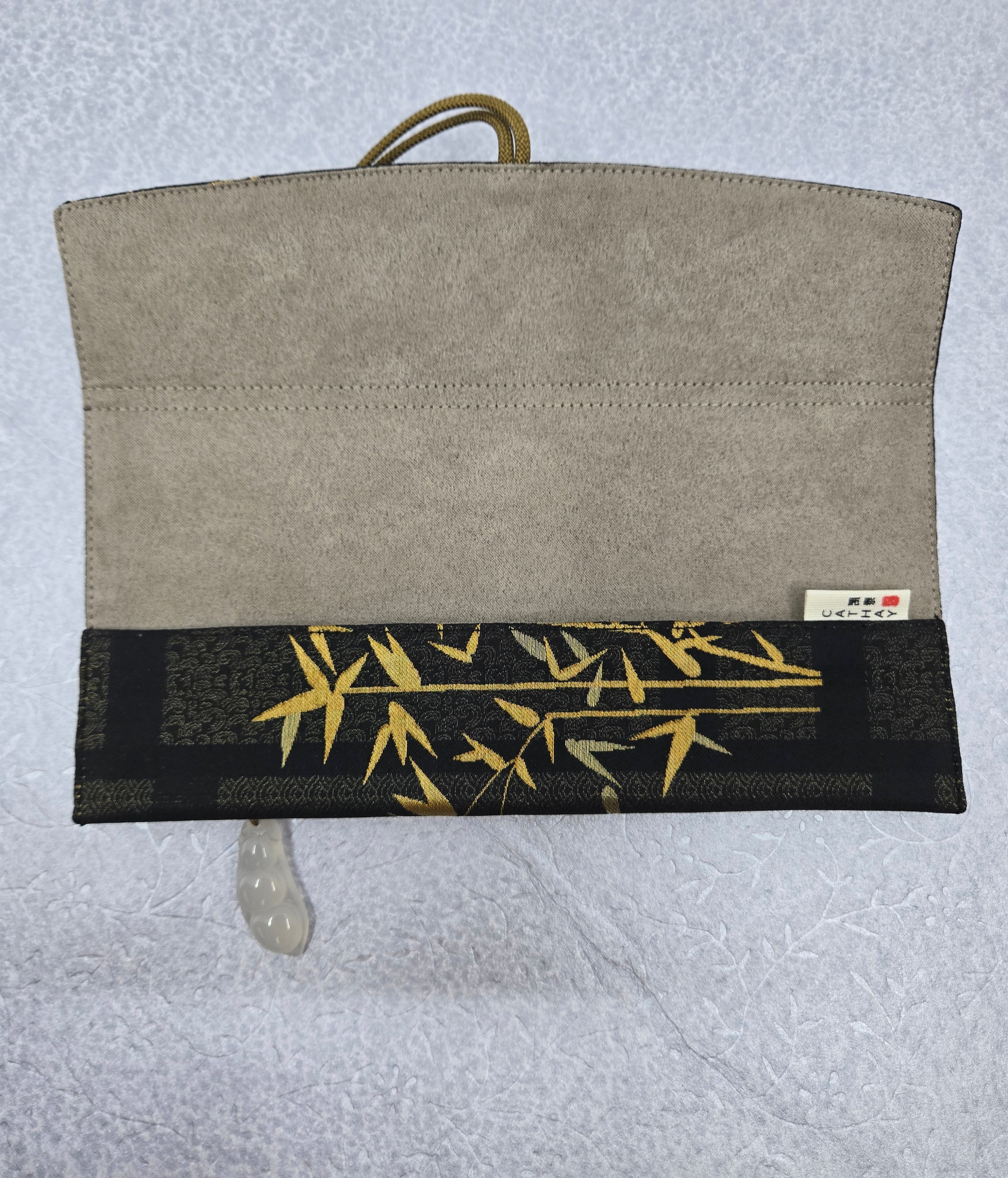 Exclusive Hand-Made Silk Pouch Namiki Emperor Size - in Golden Bamboo Song Brocade 金竹宋錦