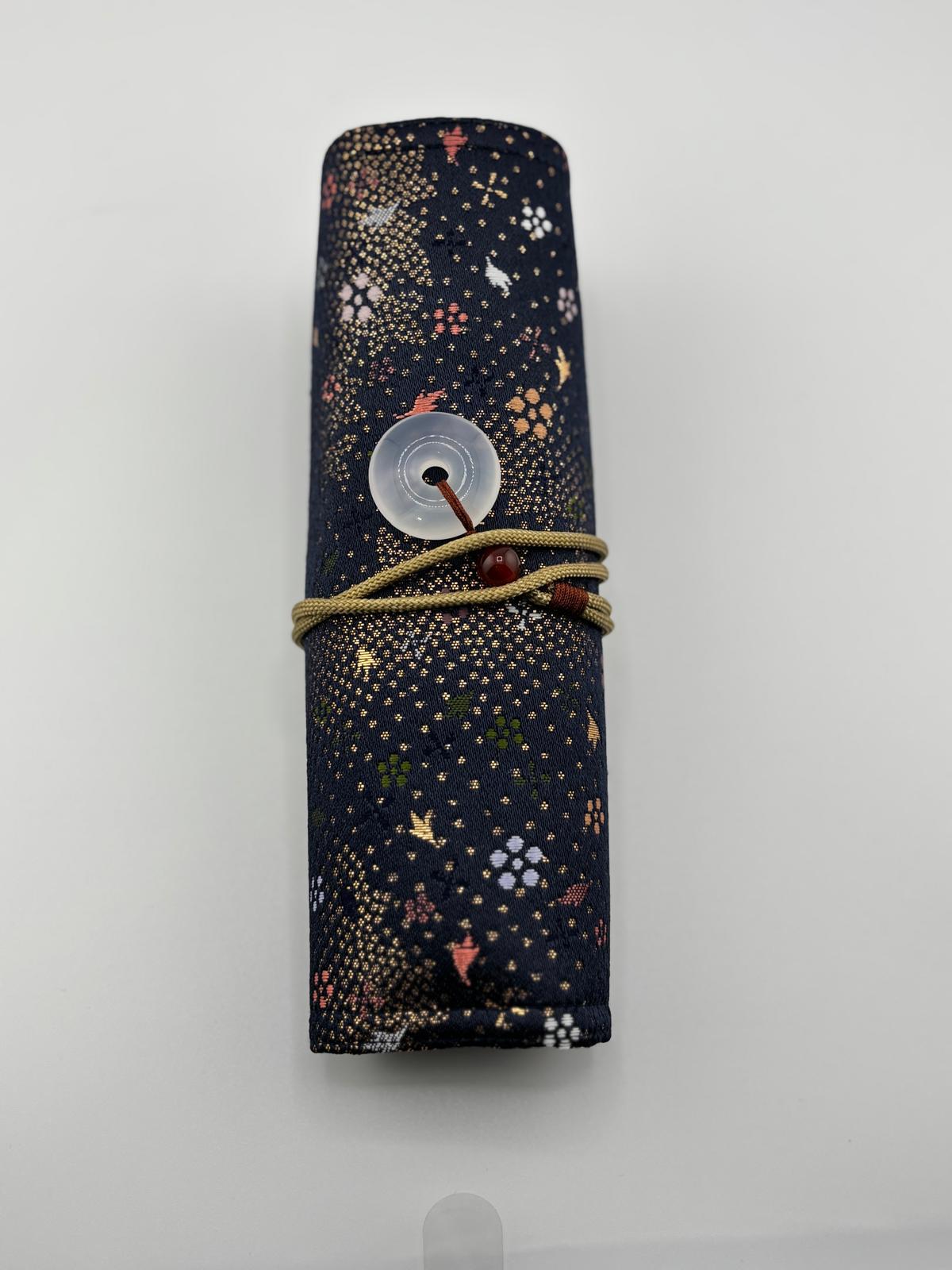 Hand-made Silk Pen Pouch - in Celestial Sea 星海