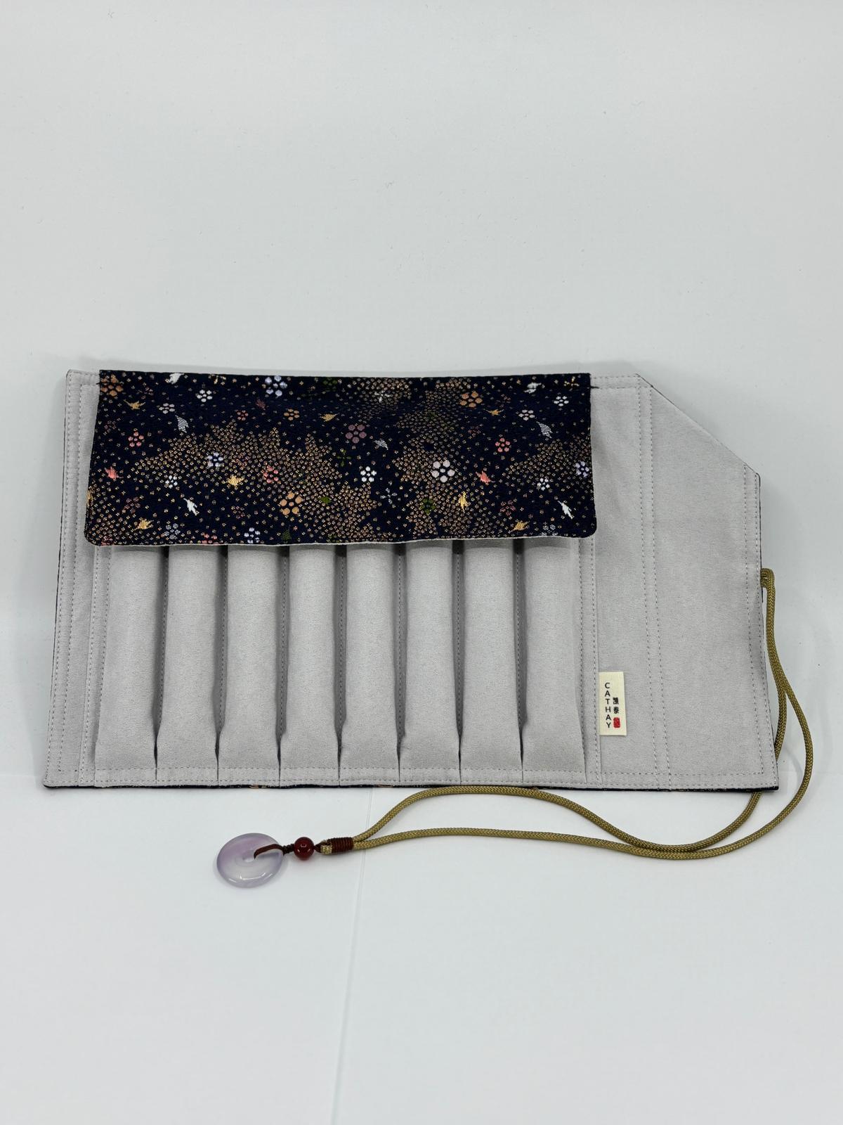 Hand-made Silk Pen Pouch - in Celestial Sea 星海