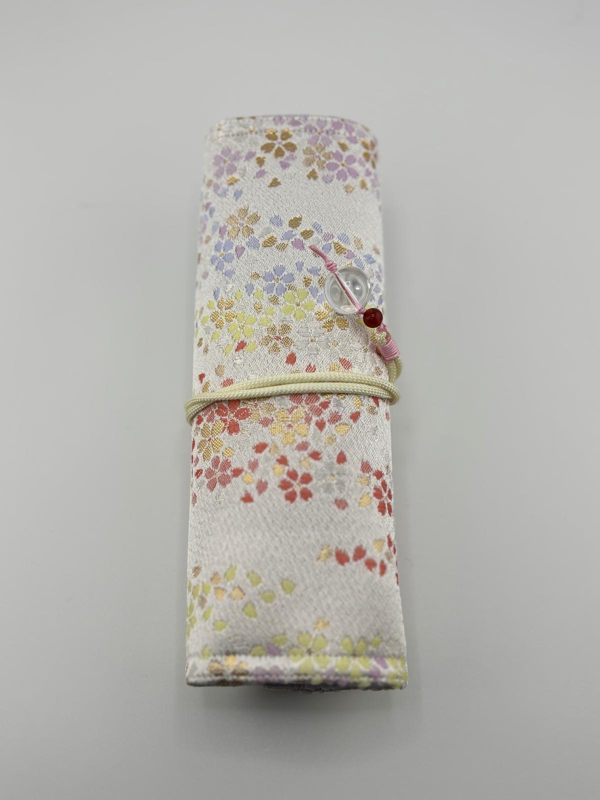 Hand-made Silk Pen Pouch - in Iridescent Bloom 漸變櫻花