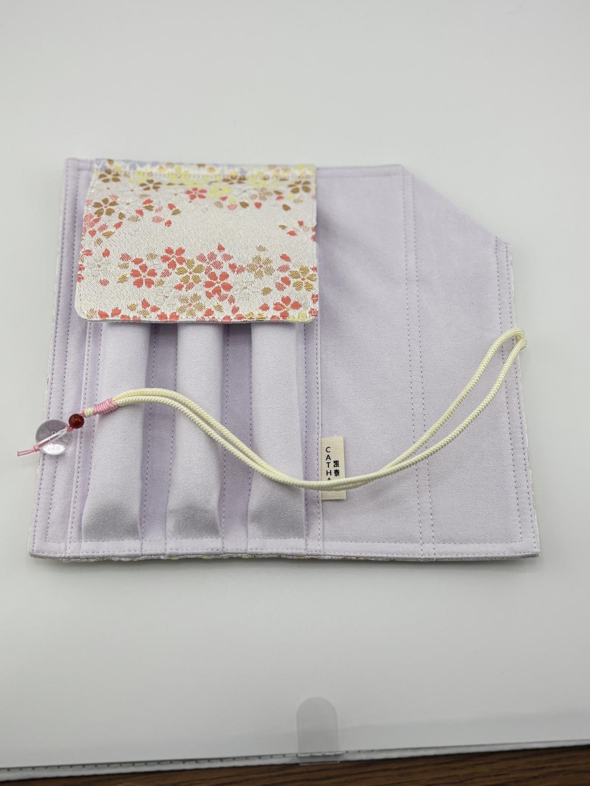 Hand-made Silk Pen Pouch - in Iridescent Bloom 漸變櫻花