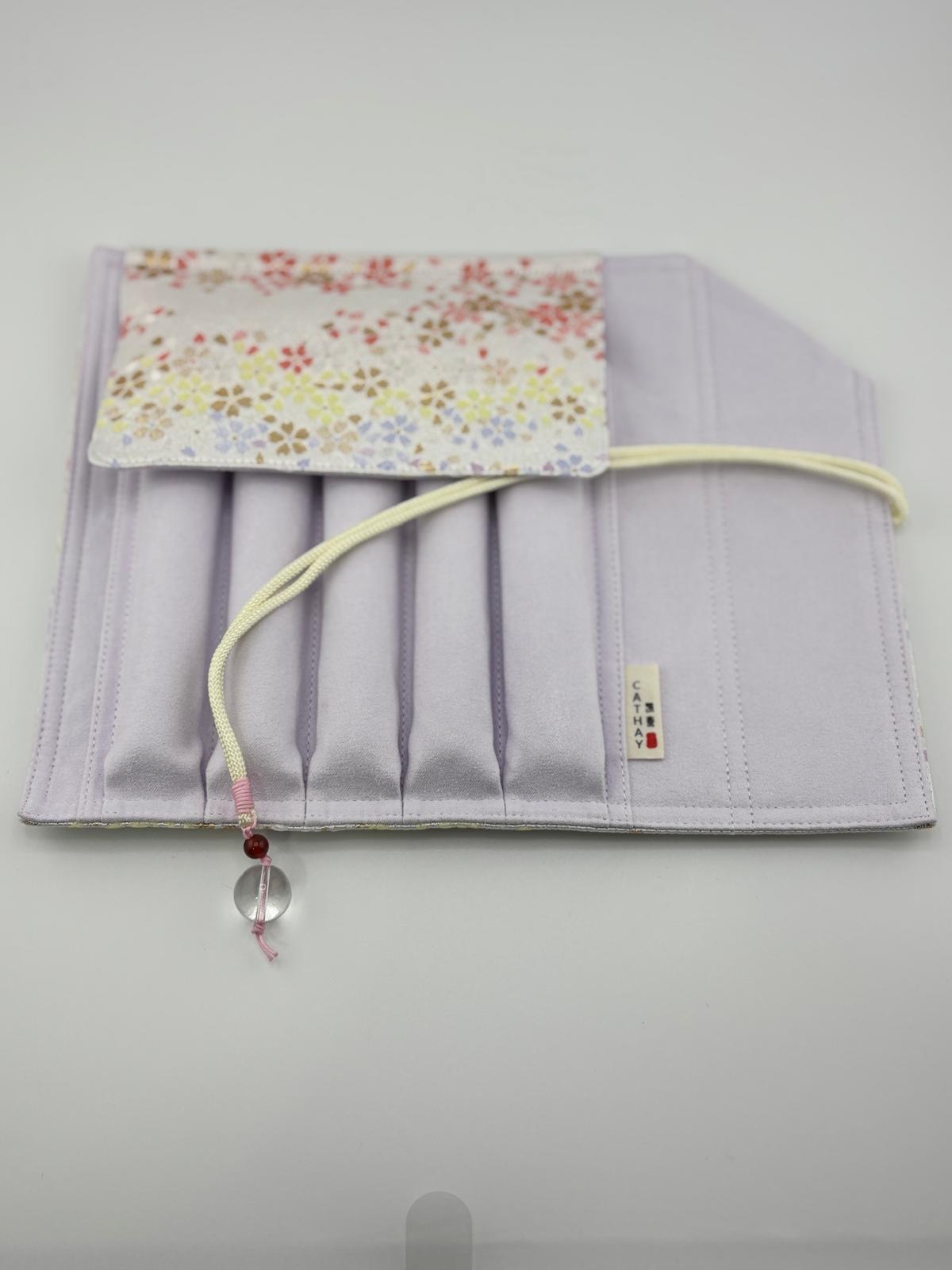 Hand-made Silk Pen Pouch - in Iridescent Bloom 漸變櫻花