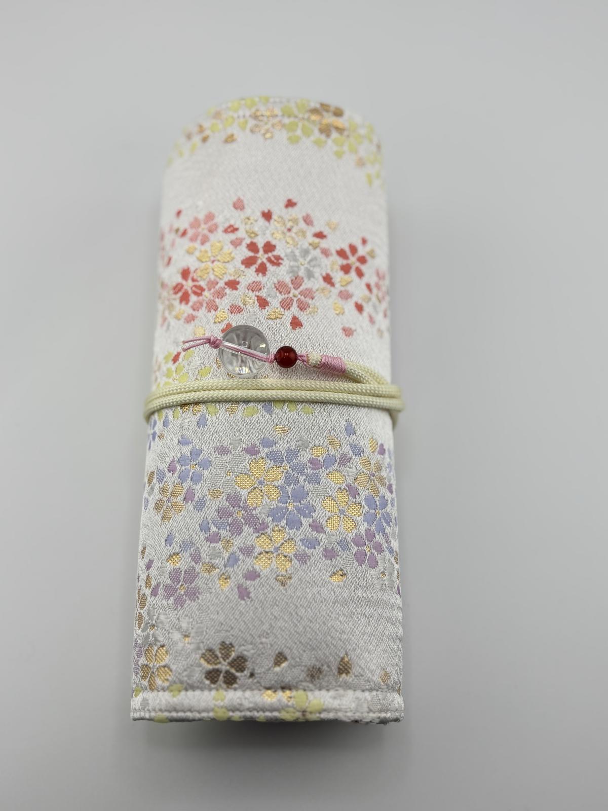 Hand-made Silk Pen Pouch - in Iridescent Bloom 漸變櫻花