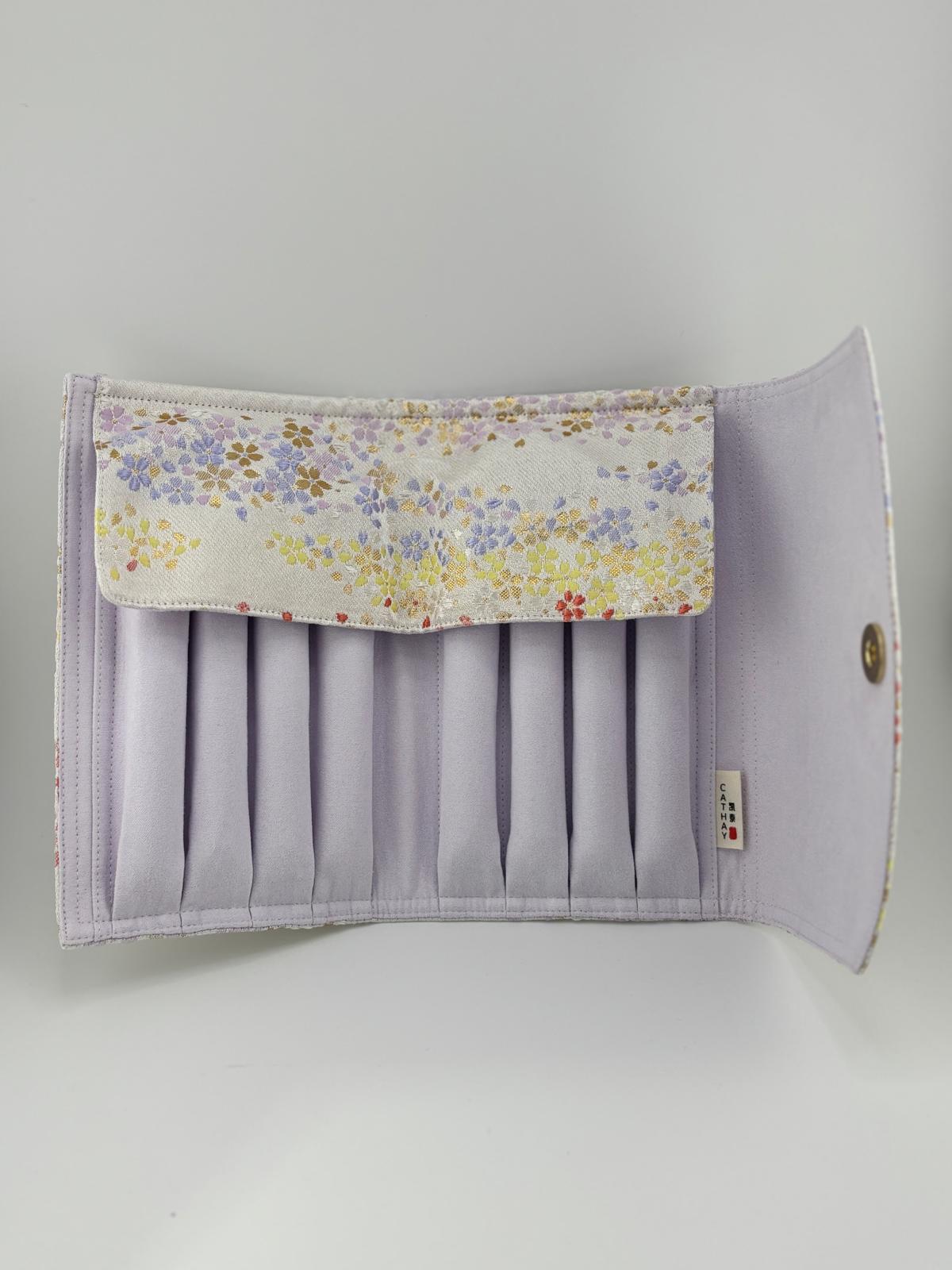 Hand-made Silk Pen Pouch - in Iridescent Bloom 漸變櫻花
