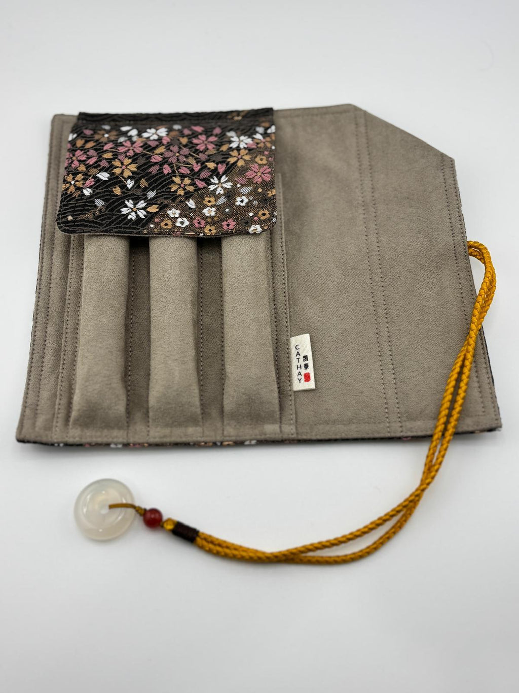 Hand-made Silk Pen Pouch - in Rippling Sakura 流水小櫻