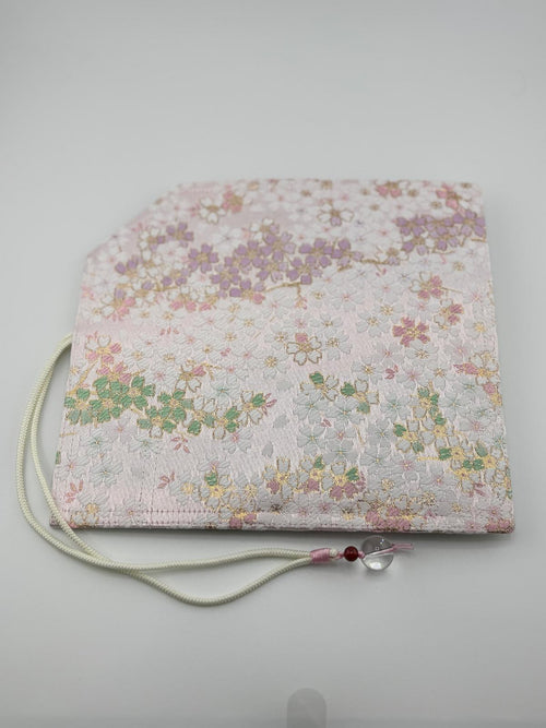 Hand-Made Silk Pen Pouch - In Snowlit Bloom 彩櫻若雪
