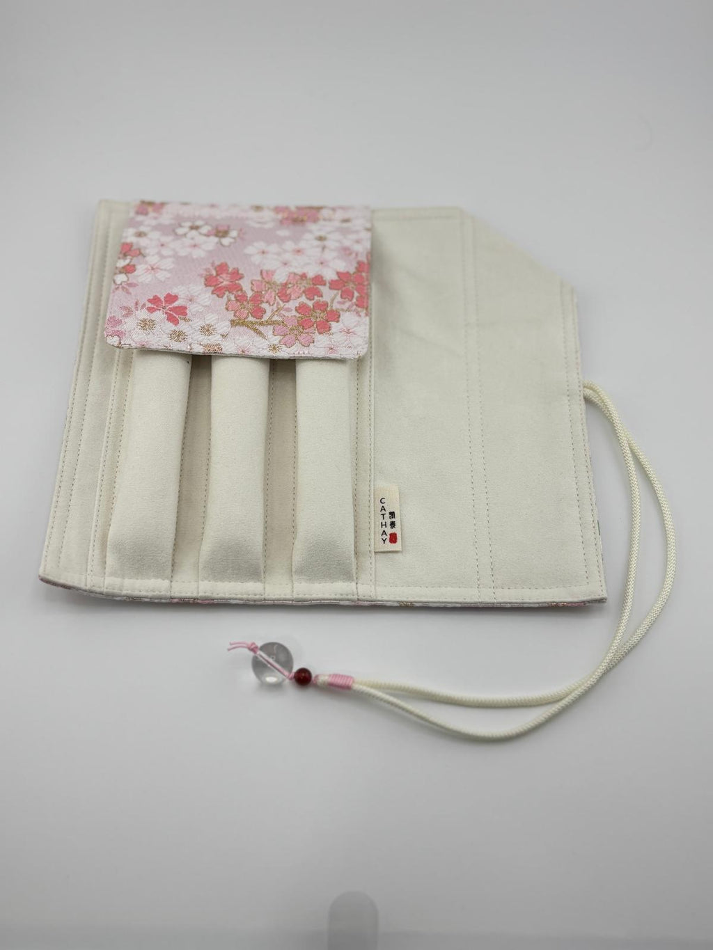 Hand-made Silk Pen Pouch - in Snowlit Bloom 彩櫻若雪