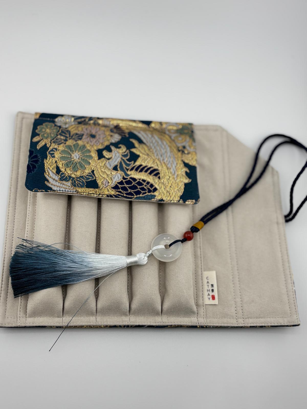 Hand-made Silk Pen Pouch - in Sunborn Phoenix 丹鳳朝陽