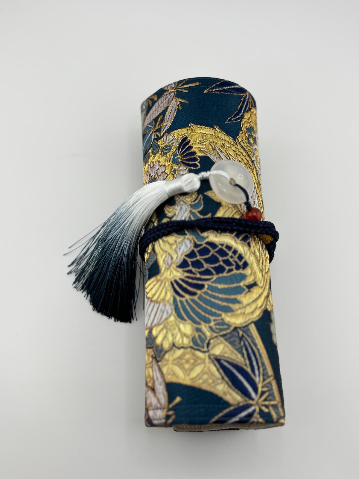Hand-made Silk Pen Pouch - in Sunborn Phoenix 丹鳳朝陽