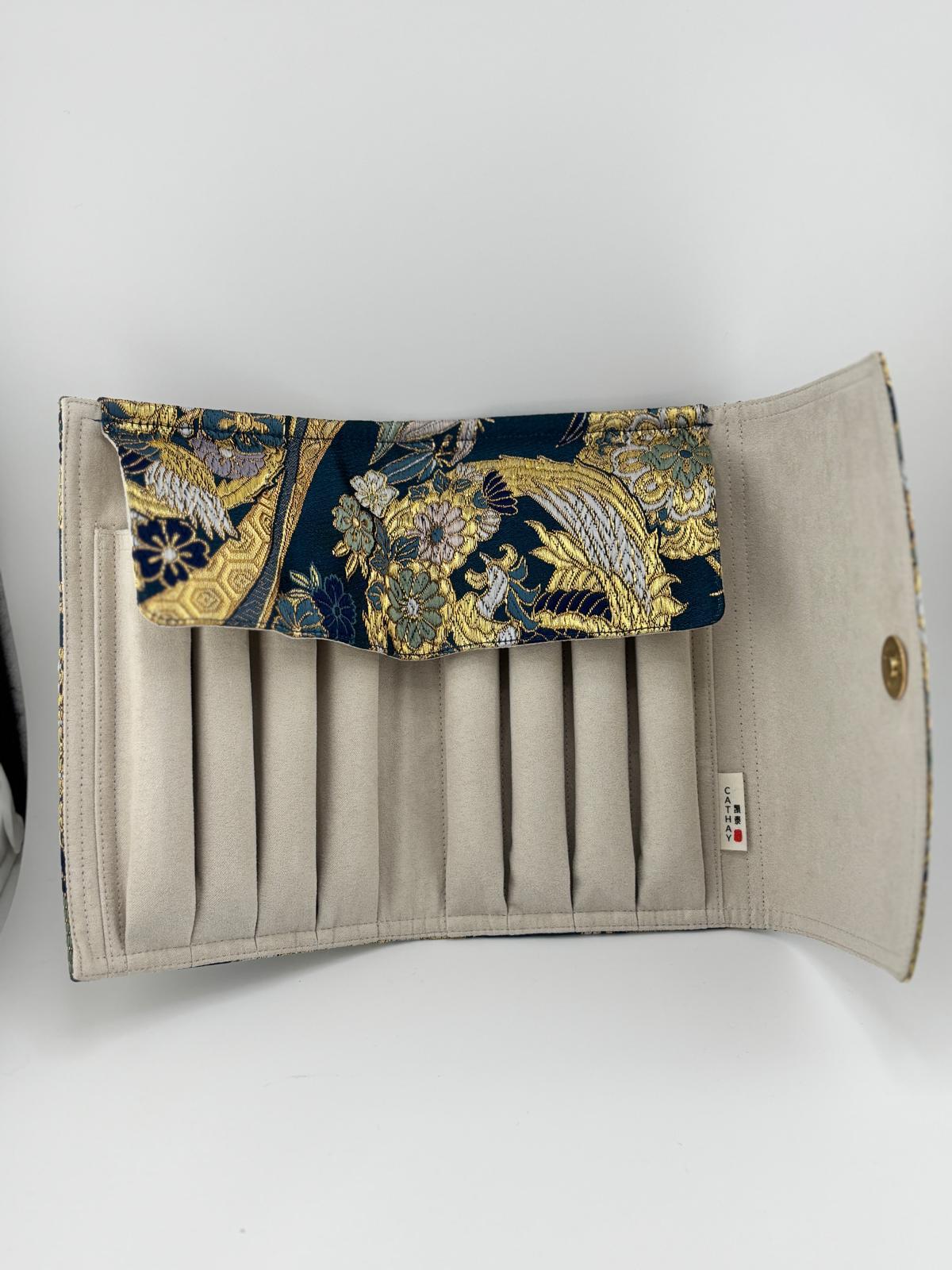 Hand-made Silk Pen Pouch - in Sunborn Phoenix 丹鳳朝陽