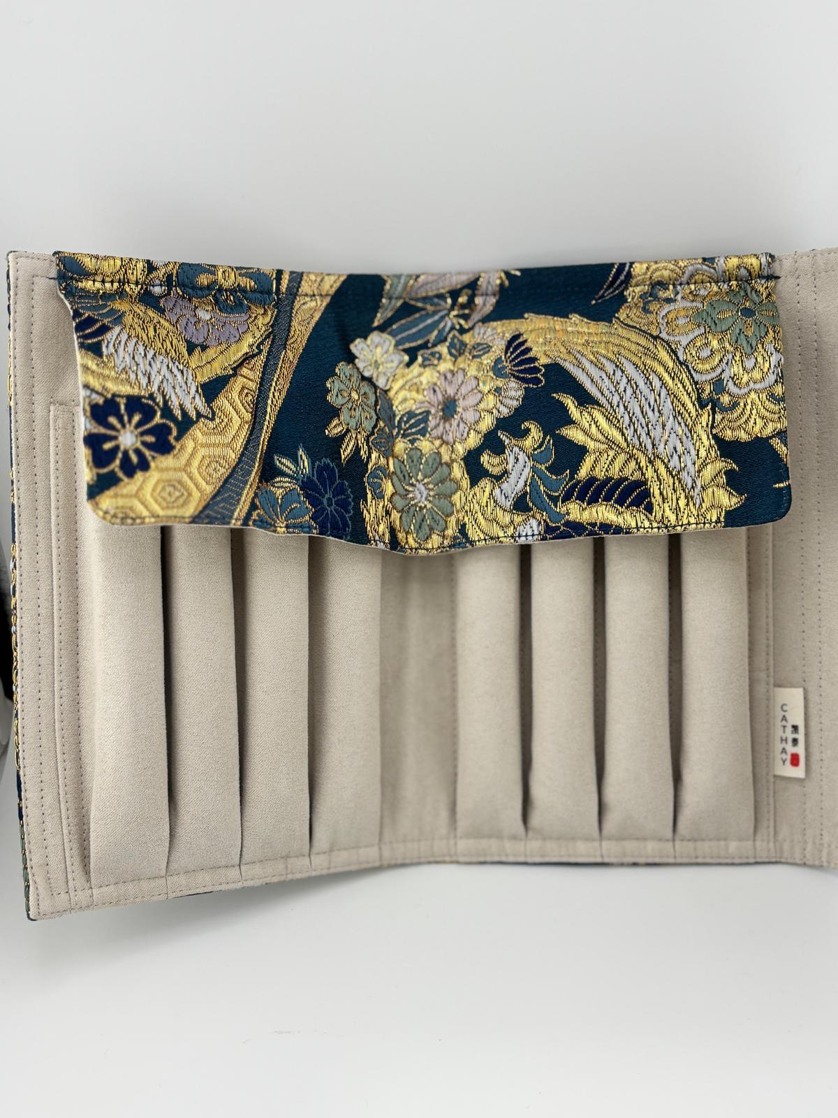 Hand-made Silk Pen Pouch - in Sunborn Phoenix 丹鳳朝陽