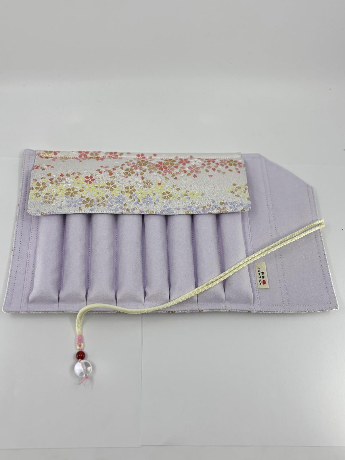 Hand-made Silk Pen Pouch - in Iridescent Bloom 漸變櫻花